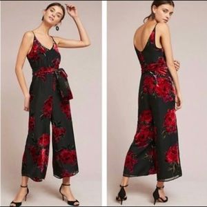 Anthropologie floral burnout waisted jumpsuit